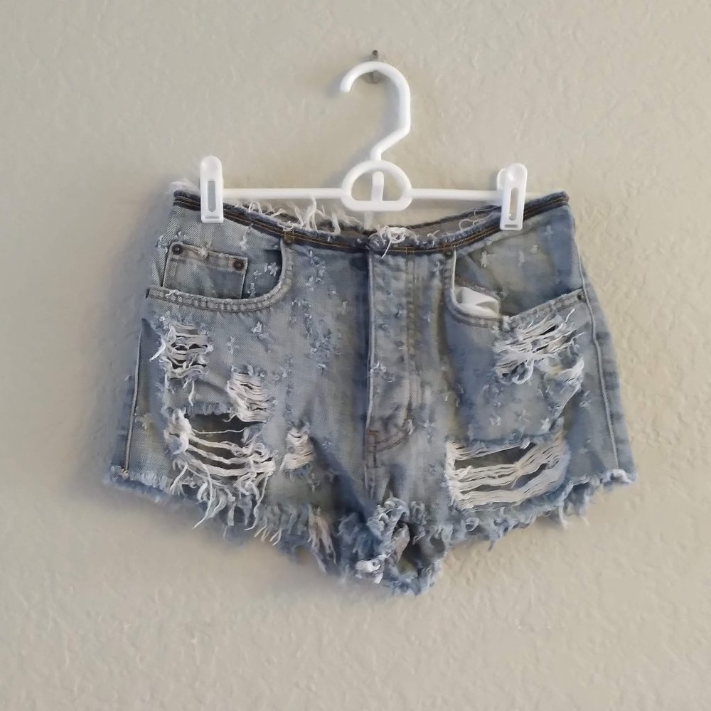 Carmar very Distressed Blue Jeans Shorts Sz 24